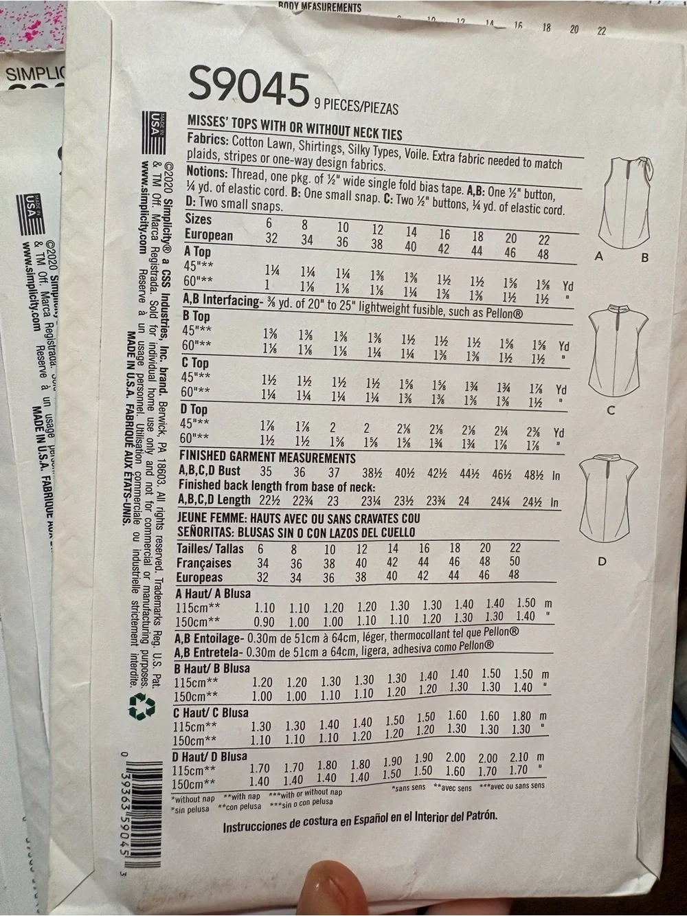 BN UNCUT SIMPLICITY 9045 H5 Sewing patterns